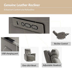 Alberto Mordern Genuine Leather Power Recliner with USB Charging Port by HULALA HOME