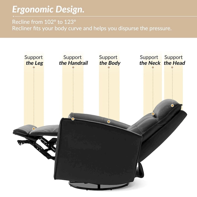 Alberto Mordern Genuine Leather Power Recliner with USB Charging Port by HULALA HOME