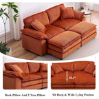 Modern 2-Seater Corduroy Sofa with 4 Support Pillows and 2 Ottomans