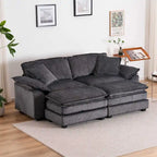 Modern 2-Seater Corduroy Sofa with 4 Support Pillows and 2 Ottomans