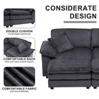 Modern 2-Seater Corduroy Sofa with 4 Support Pillows and 2 Ottomans