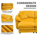 Modern 2-Seater Corduroy Sofa with 4 Support Pillows and 2 Ottomans
