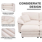 Modern 2-Seater Corduroy Sofa with 4 Support Pillows and 2 Ottomans
