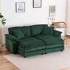 Modern 2-Seater Corduroy Sofa with 4 Support Pillows and 2 Ottomans