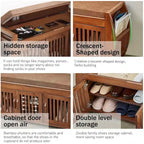 Bamboo Shoe Storage Bench with Storage Space and Padded Seat Cushion, for Entryway, Living Room, Bedroom, Brown