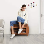 Bamboo Shoe Storage Bench with Storage Space and Padded Seat Cushion, for Entryway, Living Room, Bedroom, Brown