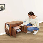 Bamboo Shoe Storage Bench with Storage Space and Padded Seat Cushion, for Entryway, Living Room, Bedroom, Brown