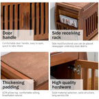 Bamboo Shoe Storage Bench with Storage Space and Padded Seat Cushion, for Entryway, Living Room, Bedroom, Brown