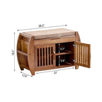 Bamboo Shoe Storage Bench with Storage Space and Padded Seat Cushion, for Entryway, Living Room, Bedroom, Brown