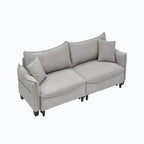 2345 Green Corduroy Fabric, Sofa Can Be Converted Into A Sofa Bed with Two Throw Pillows
