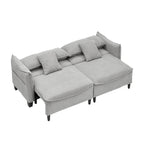 2345 Green Corduroy Fabric, Sofa Can Be Converted Into A Sofa Bed with Two Throw Pillows