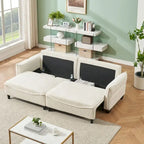 2345 Green Corduroy Fabric, Sofa Can Be Converted Into A Sofa Bed with Two Throw Pillows
