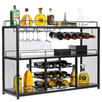 Wine Coffee Bar Liquor Cabinet Freestanding, with Glass Holder