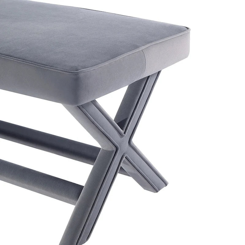 Manhattan Comfort Abigail Mid-Century Modern Velvet Upholstered Bench