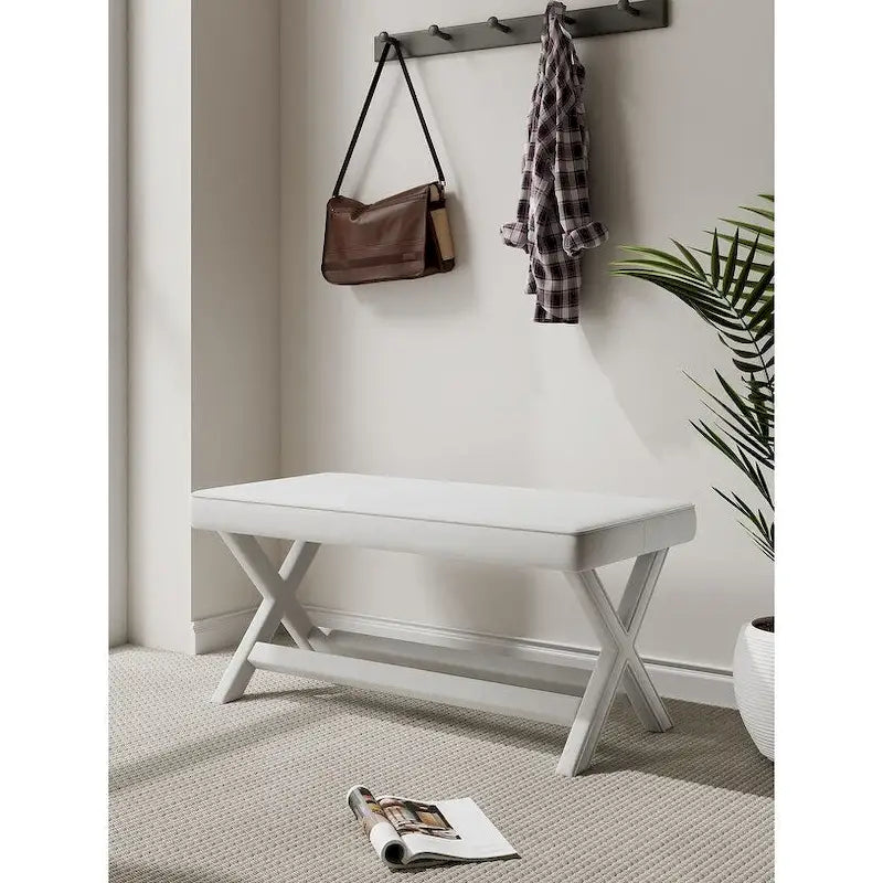 Manhattan Comfort Abigail Mid-Century Modern Velvet Upholstered Bench