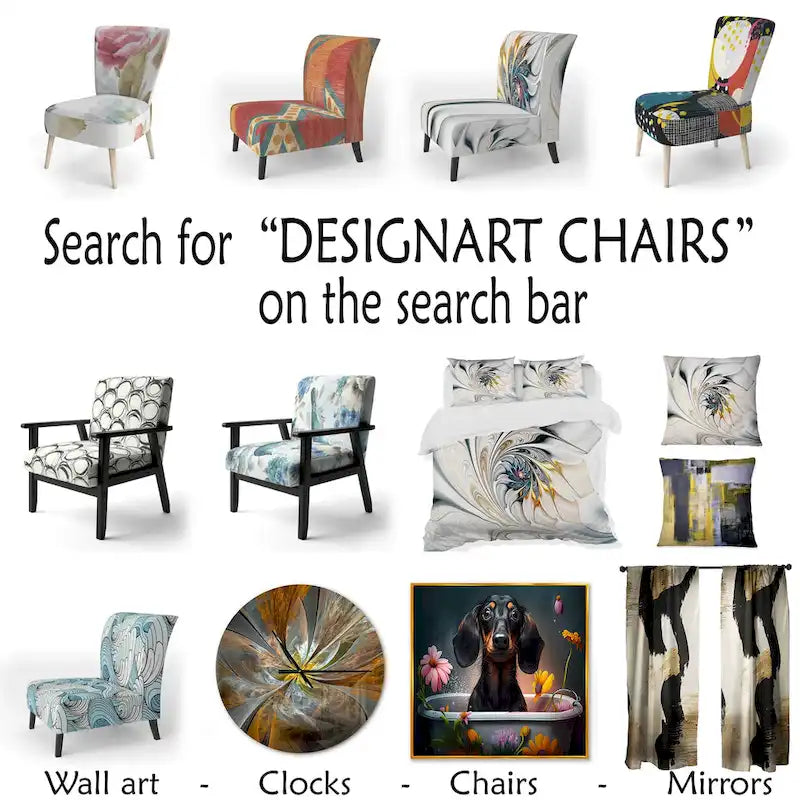 Designart Purple, Green And Gold Bold Strokes I Upholstered Modern & Contemporary Accent Chair and Modern Arm Chair
