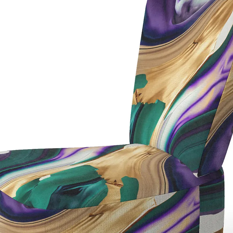 Designart Purple, Green And Gold Bold Strokes I Upholstered Modern & Contemporary Accent Chair and Modern Arm Chair