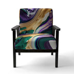 Designart Purple, Green And Gold Bold Strokes I Upholstered Modern & Contemporary Accent Chair and Modern Arm Chair