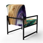 Designart Purple, Green And Gold Bold Strokes I Upholstered Modern & Contemporary Accent Chair and Modern Arm Chair