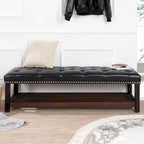 Wooden Base Upholstered Bench for Bedroom for Entryway