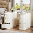 Table d'appoint de chevet en bois massif à 3 tiroirs pour salon (lot de 2)