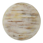 White Round Coffee Table with Floral Carved Design - Mango Wood - 33 Inch
