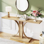 55 Inches Rattan Console Table, Farmhouse Hallway Table Entryway Table