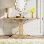55 Inches Rattan Console Table, Farmhouse Hallway Table Entryway Table