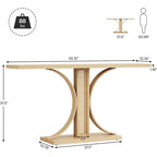 55 Inches Rattan Console Table, Farmhouse Hallway Table Entryway Table