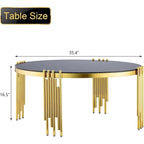 Table basse ronde moderne de 36 pouces avec plateau en verre trempé et pieds en forme de cloche polis