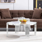 Table basse ronde moderne de 36 pouces avec plateau en verre trempé et pieds en forme de cloche polis