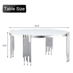 Table basse ronde moderne de 36 pouces avec plateau en verre trempé et pieds en forme de cloche polis