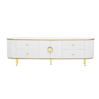 Modern TV Stand for TVs up to 80 Inches, Entertainment Center with 4 Drawers and 1 Cabinet