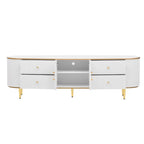 Curved TV Stand with 4 Drawers and Cabinet for 80 Inch TV
