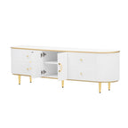 Curved TV Stand with 4 Drawers and Cabinet for 80 Inch TV