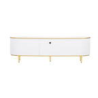 Curved TV Stand with 4 Drawers and Cabinet for 80 Inch TV