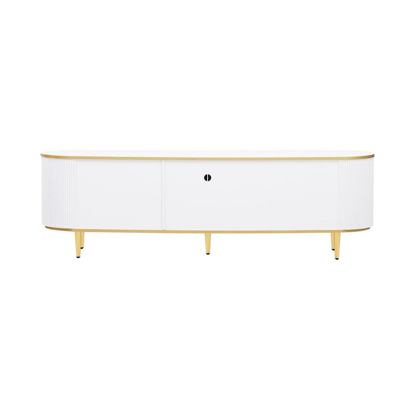 Curved TV Stand with 4 Drawers and Cabinet for 80 Inch TV