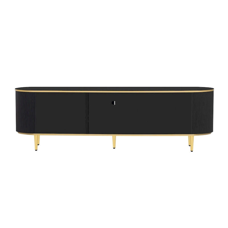 Curved TV Stand with 4 Drawers and Cabinet for 80 Inch TV