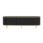 Curved TV Stand with 4 Drawers and Cabinet for 80 Inch TV