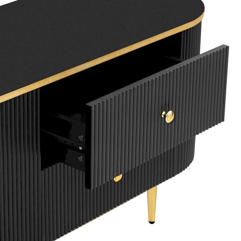 Curved TV Stand with 4 Drawers and Cabinet for 80 Inch TV