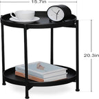 Table d'appoint de canapé en métal à 2 niveaux – 15P x 15L x 20H