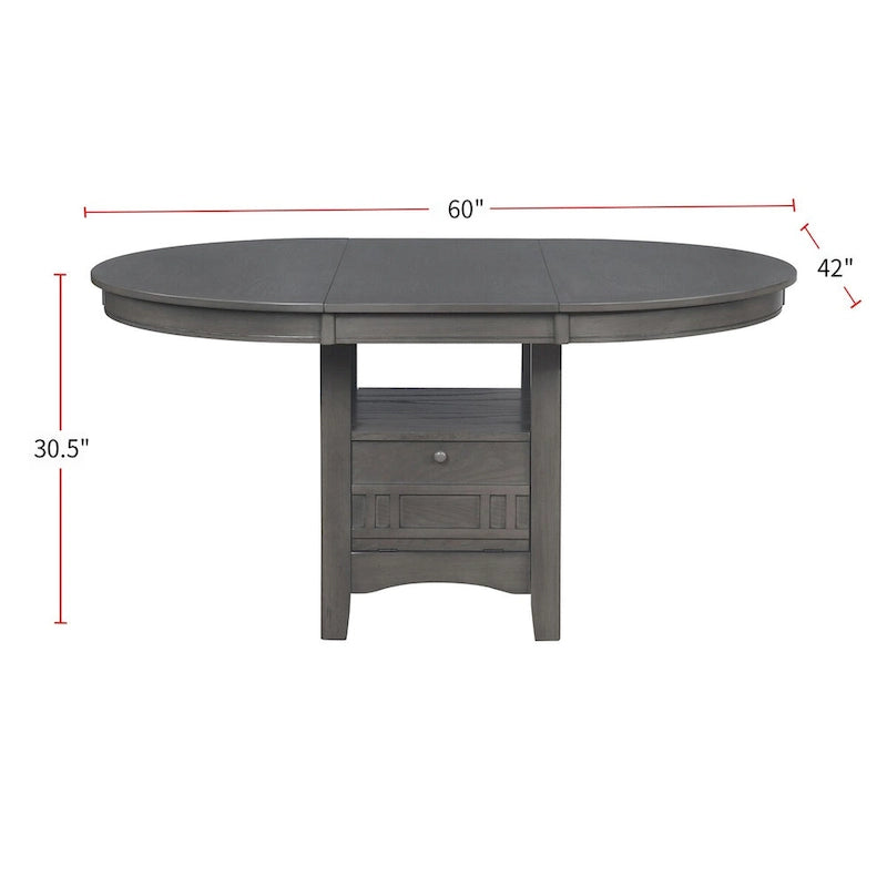 Medium Grey Wood Dining Table with Storage Base - Seats 4-6