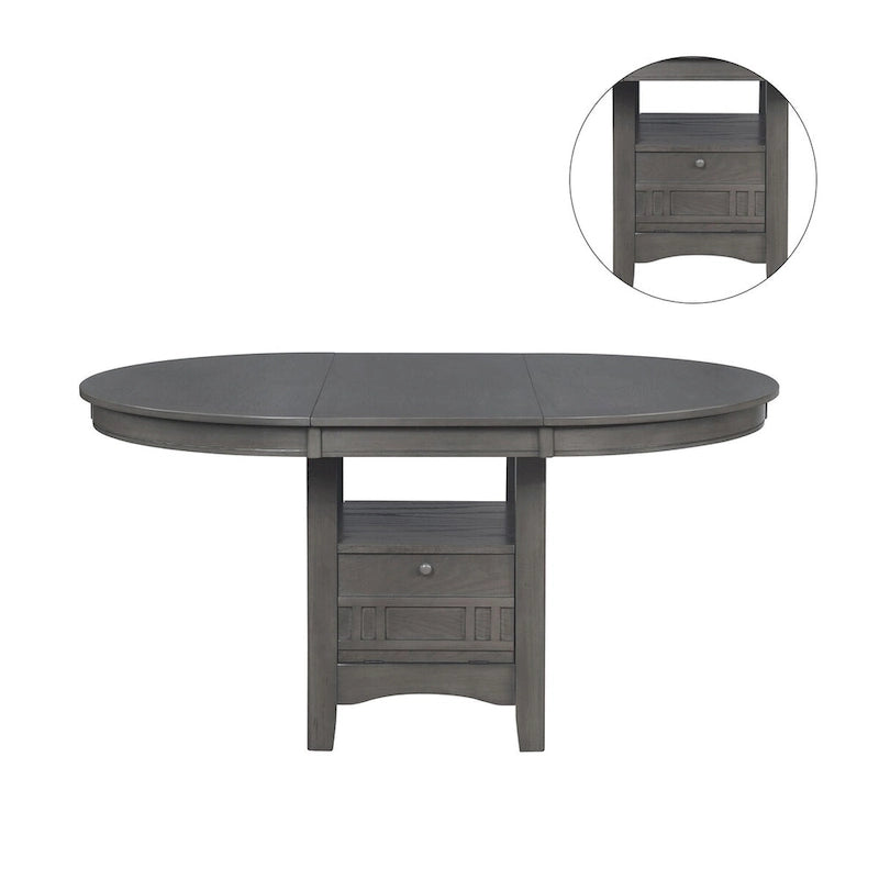 Medium Grey Wood Dining Table with Storage Base - Seats 4-6