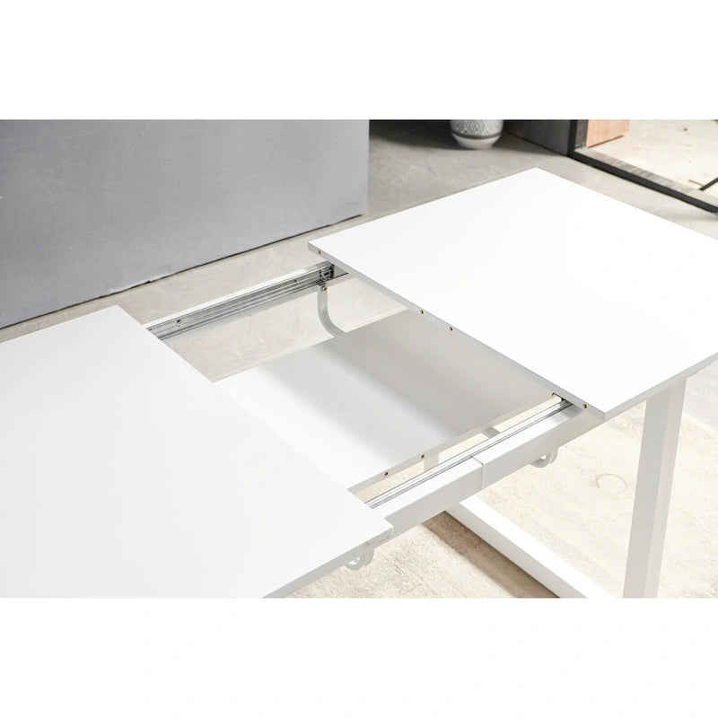 Square Extendable Dining Table with metal leg,Modern Space Saving Kitchen Table( 70.86 W x 31.5 D x 29.5 H)