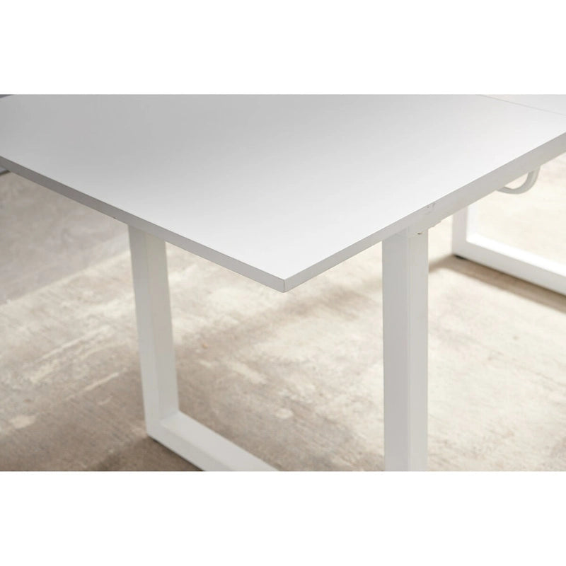 Square Extendable Dining Table with metal leg,Modern Space Saving Kitchen Table( 70.86 W x 31.5 D x 29.5 H)