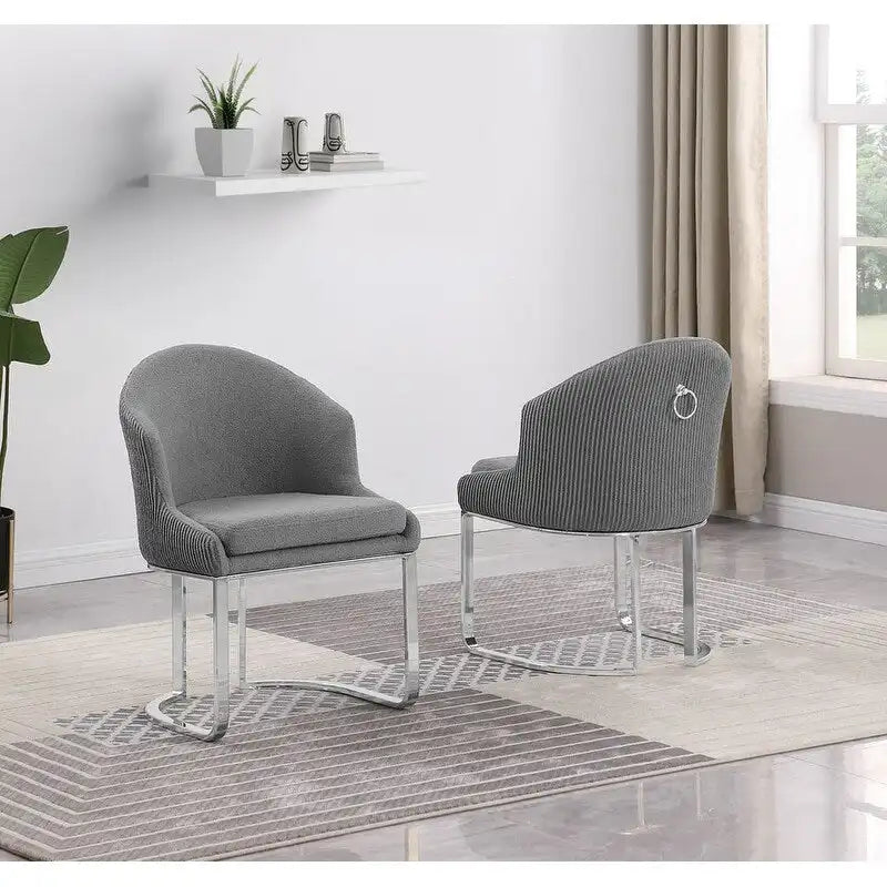 Chaises de salle à manger en tissu Teddy et chrome Best Quality Furniture (lot de 2) - S.O.