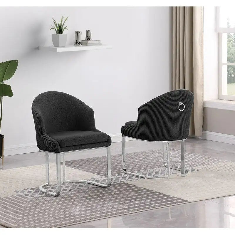 Chaises de salle à manger en tissu Teddy et chrome Best Quality Furniture (lot de 2) - S.O.