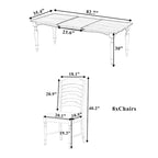 Ensemble de salle à manger 9 pièces avec table extensible et 8 chaises rembourrées