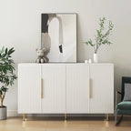 Black Modern Buffet Cabinet with Storage, Fluted Sideboard Large Buffet with Adjustable Shelves, Credenza, Accent Cabinet