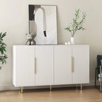 Black Modern Buffet Cabinet with Storage, Fluted Sideboard Large Buffet with Adjustable Shelves, Credenza, Accent Cabinet